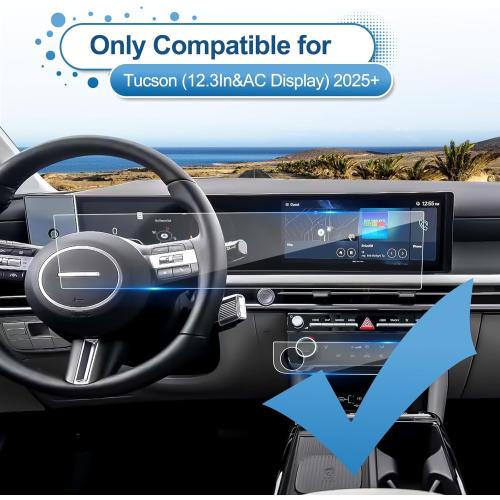2025 2026 Tucson Screen Protector for Hyundai Tucson (Dual 12.3Inch&Air Conditioner)(SEL/SEL Convenience/XRT/Limited/Blue/N Line),9H Tempered Glass 2025 Tucson Hybrid Accessories HD Transparent