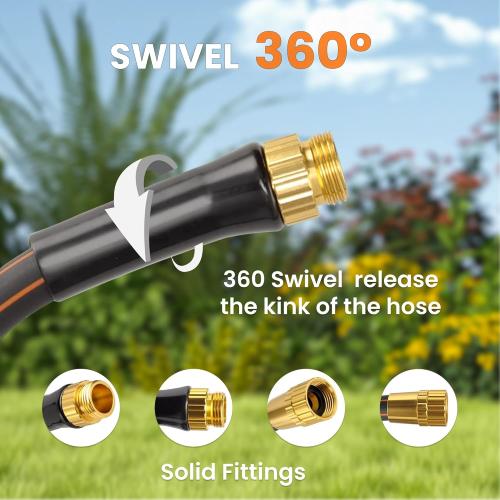 Giraffe Tools Garden Hose 10ft x 5/8'', Short Water Hose Heavy Duty, Lightweight, Flexible Hybrid Hose with Swivel Handle, Male to Female Fittings