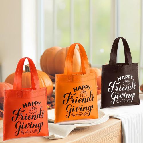 Sweetude 36 Sets Friendsgiving Gift Bags Reusable Non Woven Bags with Handles Happy Friendsgiving Totes for Friends Thanksgiving Party Favors