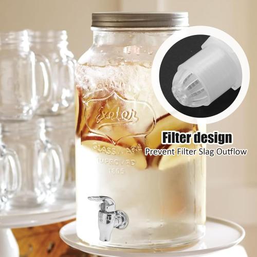 2 Pack Replacement Spigot for Beverage Dispenser - BPA Free Cooler Faucet with Filter Function - Push Style Spigot Tap - Silver