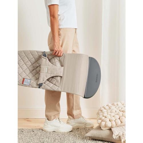 BabyBjörn Bouncer Bliss, Sand Gray, Woven, Classic Quilt | 2-in-1 Adjustable Baby Bouncer Seat and Toddler Chair, Newborn to Toddler (8-29 lbs), 4 Positions, Lightweight & Portable