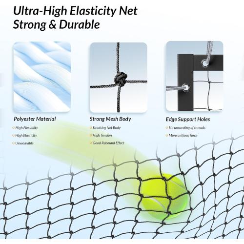 9.3*7.4ft Portable Tennis Rebounder Net, Tennis Practice Wall, Tennis Training Net for Tennis Racquet Sports Ball Pickleball, Tennis Backboard Net for Tennis Court Backyard Outdoor Training,