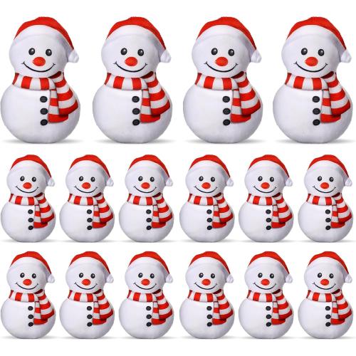 Poen 16 Pieces 6 Inches Christmas Snowman Stuffed Animal Snowman Plush Toys Christmas Stuffed Animal Set for Xmas Decorations Home Office Car Ornament, Pocket Size