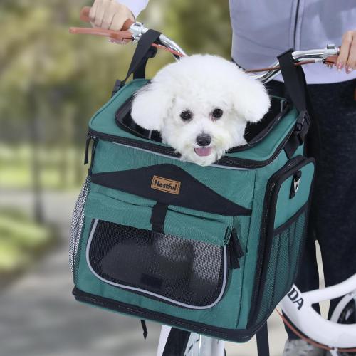 Expandable Foldable Dog Basket Backpack - Safe, Easy Travel Carrier for Small Pets (Green)