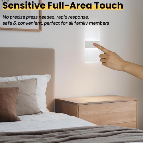Battery Operated Wall Sconces,Rechargeable USB Wall Lamps Set of Two for Living Room Bedroom Hallway,Three Level Light Adjustment,Bedside Lights,Touch Control Switch White Light