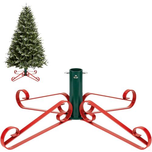Christmas Tree Stand for Artificial Trees 4 to 8 Foot Christmas Fake Tree Holder for Green & Red Indoor Outdoor Party Christmas Tree Ornaments Fits Up to 1.4 Xmas Tree Trunks