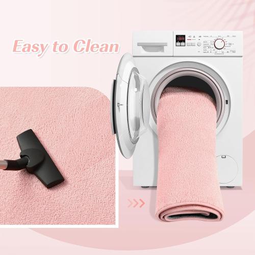Size 6x9 Large  Color Pink Area Rugs for Living Room Bedroom, 6x9 Feet Pink Rug, Minimalist Modern Shag Rug, Soft Thick Comfy Memory Foam Indoor Carpet, Non-Slip Washable Rug for Boys Girls Dorm Nursery Room Home Decor