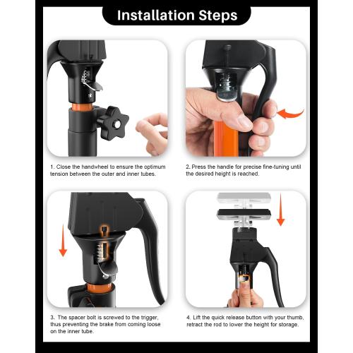 HOLOTHURIAN Cabinet Jack Support Pole,23.6-45.3 inches Third Hand Tools Adjustable Support Pole, 3rd Hand Support System for Upper Cabinet Installation, 200 LB Capacity, 4-Pack