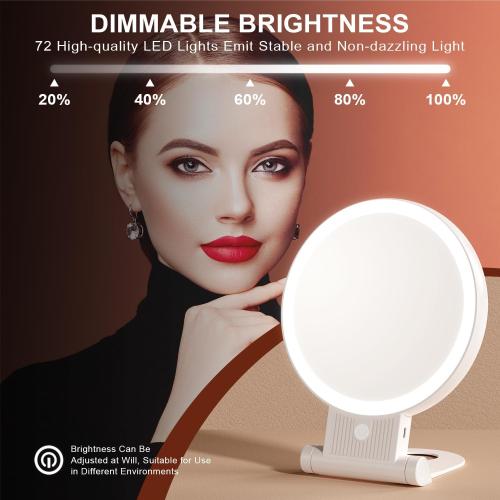 1X/30X Magnifying Mirror with Light, Double Sided Makeup Mirror with Adjustable Folding Handle, Lighted Vanity Mirror with Tweezer, Portable Tabletop Mirror for Travel Home