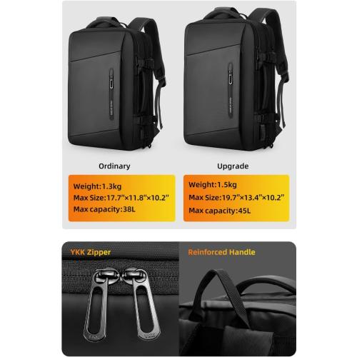 MARK RYDEN Travel Backpack for Men, 45L Flight Approved Carry on Backpack, 17.3 Inch Laptop Backpack with USB Charging Port, Waterproof Business Backpack