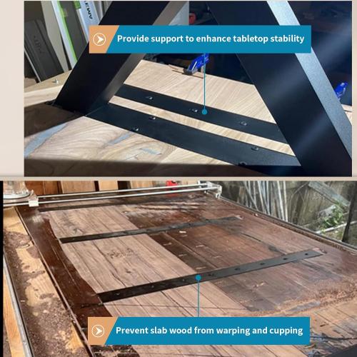2 Pcs C-Channel Steel Support with Bolts, 36 Long x 1/2 Leg Hidden Metal Brackets for Live Edge Tabletop, Slab Furniture, Woodworking (Black)