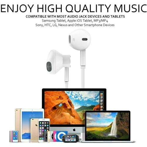 Aux Headphones/Earphones/Earbuds 3.5mm Wired Headphones Noise Isolating Earphones with Built-in Microphone & Volume Control Compatible with Phone 6 SE 5S 4 Pod Pad Samsung/Android MP3 (2 Pack)