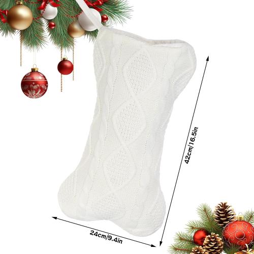 Dog Stockings Christmas Red Knit Christmas Stockings for Dogs Large Bone Shaped Hanging Xmas Stocking for Dogs Cats Pets (White)