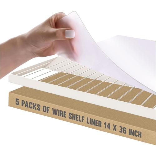 Performore Clear Waterproof Vinyl Wire Shelf Liners – 14”×36”, Non‑Adhesive Grip & Cut‑to‑Size Design – Anti‑Slip Protection for Kitchen, Pantry, Refrigerator – 5‑Pack
