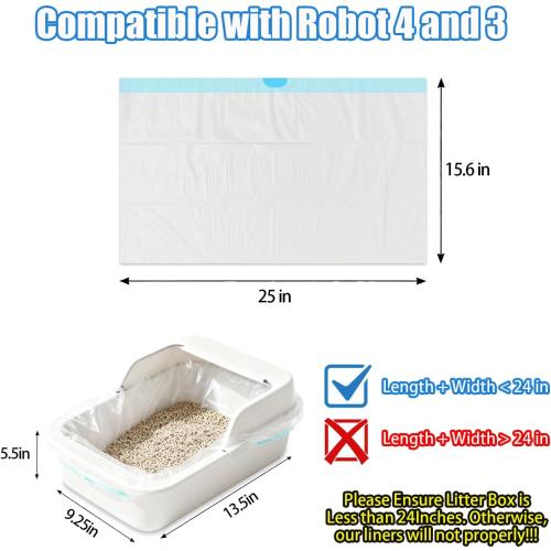 120 Pack Cat Litter Bags with Drawstring, Compatible with Litter-Robot 3/4 Heavy Duty Cat Litter Box Liners Waste Bags Replacement -25x 15.6