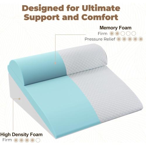 White ENITYA Bed Wedge Pillow for Sleep Apnea - 3PCS Wedge Pillow for Acid Reflux Relief/Back Pain Relief/Sleeping/After Surgery/Leg Support - Memory Foam Top, Washable Cover, White