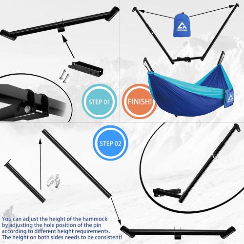 Hitch Mount Hammock Stand - Includes Parachute Nylon Hammock & Storage Bag - for 2'' Receiver, Fits Class III & IV Heavy Duty Trucks, for Camping, Outdoor, Travel (350lbs Weight Capacity)
