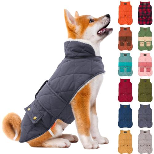 KYEESE Dog Coat Warm Pet Winter Puffer Coat with Leash Hole Soft Pet Sweater for Cold Weather Waterproof Dogs Jacket with Fleece Lined Thick Pets Clothes with Pocket Windproof Dog Coats for Small Dogs