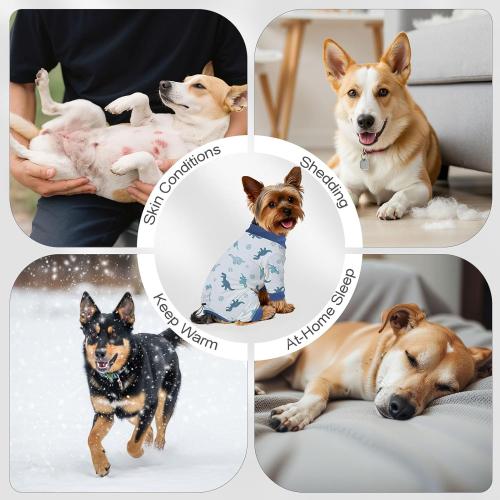 4 Pack Dog Pajamas Pet Costumes Dog Jammies Onesies Sweatshirt Adjustable Breathable Stretchy Clothes for Puppy Small Medium Large Dogs Girls Boys,S