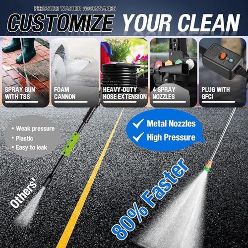 4200 PSI Electric Pressure Washer 2.8 GPM High Power Washer with 4 Pressure Nozzle and Foam Cannon, powerwashers for Home, Car Washing, Fence Cleaning, Patio, Blue