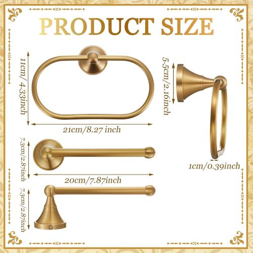 Antique Brass Bathroom Accessories Set, 2 Pcs Solid Brass Toilet Paper Holder and Oval Towel Ring, Wall Mounted Vintage Bath Hardware Kit for Rustic Farmhouse Decor(Oval Ring Straight Bar)