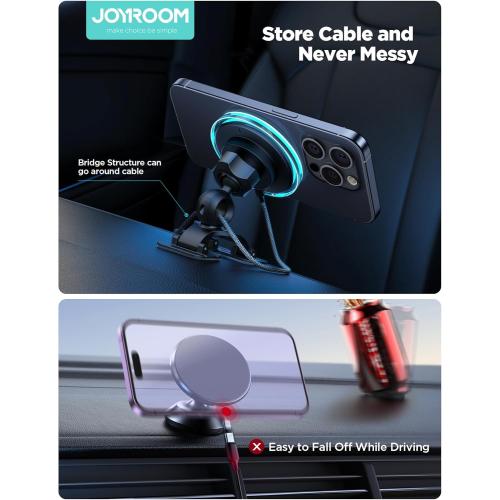 JOYROOM for MagSafe Car Mount Charger, 2025 Upgraded 15W Fast Charging Magnetic Wireless Car Charger Suitable for [Vent Dash Wall],for Magsafe Charger Car Phone Holder Mount for iPhone 16 Pro/15/14/13