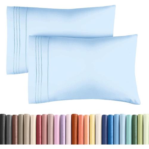 King Pillow Cases Set of 2 - Ultra Soft Pillowcase Covers - Light Blue