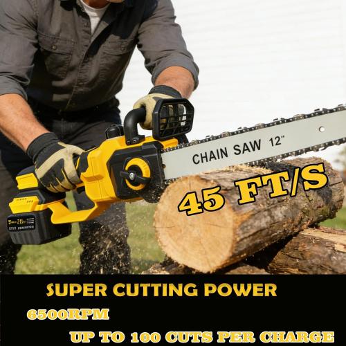 12 Electric Chainsaw Cordless with Extension Pole, 21V Battery Powered Brushless 12 Inch Cordless Pole Saw, 2 x 4.0Ah Batteries and Charger for Wood Cutting, Tree Trimming Branch Pruning