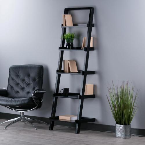 Size 25.75W x 14.4D x 74.6H. Color Black Winsome Wood Bailey Shelving, Black