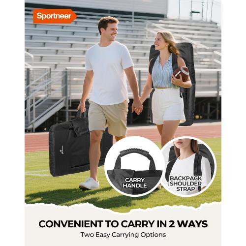 Sportneer Stadium Seats with Back Support: 2.5'' Thick Comfy Cushion 6 Adjustable Angle Bleacher Seat with Armrest - 2 Large Pockets, 2 Cup Holders Stadium Chair for Sport Events Concerts Parks