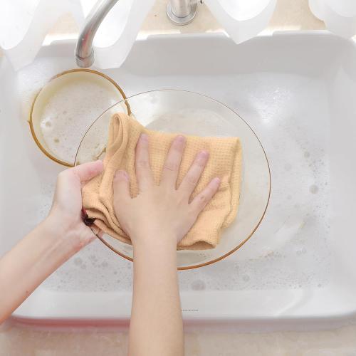 Homaxy 100% Cotton Waffle Weave Kitchen Dish Cloths, Ultra Soft Absorbent Quick Drying Dish Towels, 12 x 12 Inches, 8-Pack, Apricot