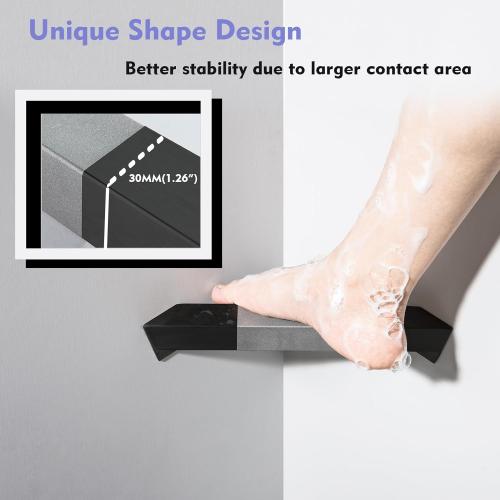 LIWEIKE Shower Foot Rest for Shaving Legs Non-Slip Scrub Corner Shower Footrest Bar Sturdy Stainless Steel Bathroom Stool for Shower to Shaving Legs Square, Matte Black