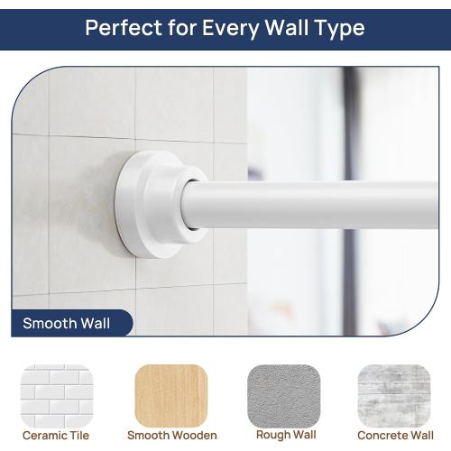 ENJOYBASICS 2 Pack Adjustable Spring Tension Curtain Rods 32 to 66 Inches, Stainless Steel White Shower Rod No Drilling for Window, Bathroom, Closet, Room Divider, 7/8 Diameter
