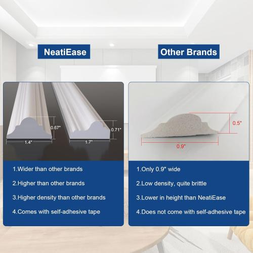 NeatiEase Peel and Stick Wall Molding Kit 6-Frame Premade, Luxe Architectura Wall Moulding Panel Frame, Self Adhesive Wainscoting Panels, Accent Molding Trim for Interior Walls Home Decor (Style 1)
