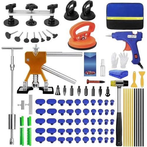 97pcs Dent Puller Kit, Car Dent Puller for Dent Removal, Paintless Dent Removal Kit with Golden Lifter, Bridge Puller, Slide Hammer T-Bar, Dent Remover Tool for Car Refrigerator Door Ding Repair