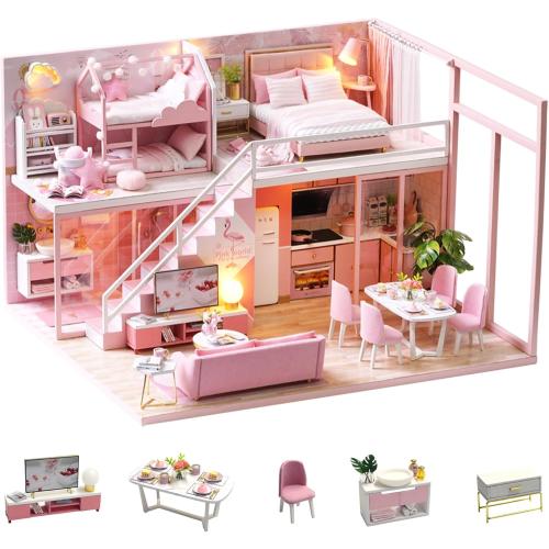 Flever Dollhouse Miniature DIY House Kit Creative Room with Furniture for Romantic Artwork Gift (Meeting Your Sweet)