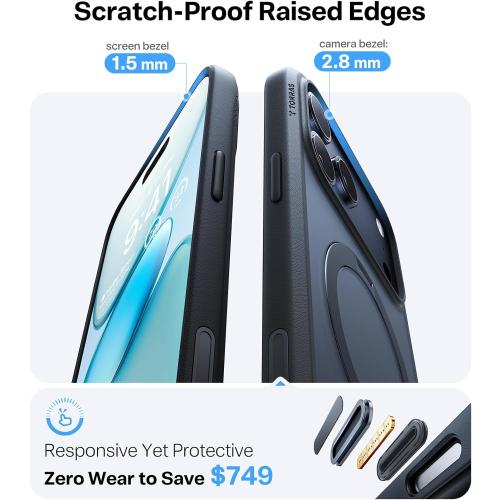 TORRAS Ostand Q3 Spin for iPhone 17 Pro Case, 360 Magnetic Stand, Fit for MagSafe, Camera Control, Built-in Kickstand, 4X Military-Grade Shockproof Slim Phone Case for iPhone 17 Pro Cover 6.3, Black