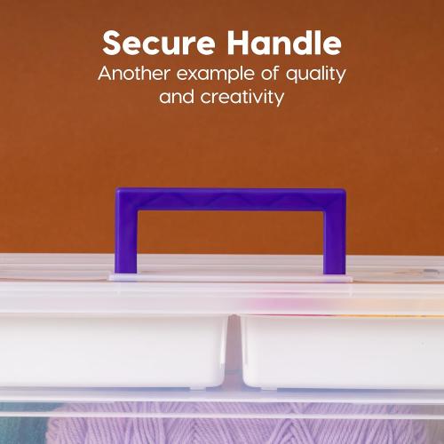 IRIS USA 9 Qt. Plastic Craft Storage Container Bins with Lids, 1 Pack, Small Art & Office Supply Organizer Tote, Sensory Bins & Boxes for Home & University, Latchable, Stackable, Portable, Clear