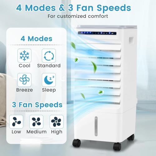 ARLIME 3 in 1 Evaporative Air Cooler, Windowless Swamp Cooler with 4 Modes, 3 Speeds, 7H Timer, Wide Oscillation, Remote, Double Tanks and 4 Ice Packs, Cooling Fan for Bedroom Living Room Office