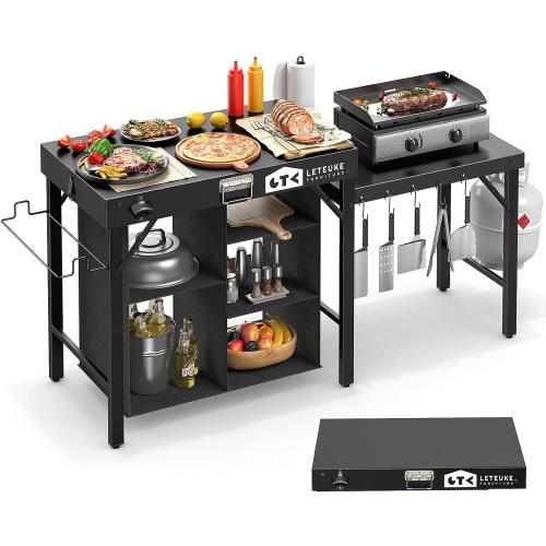 Grill Table for Blackstone Griddle Camping Grill Table Foldable Fits Ninja | Portable Grill Table with Storage Blackstone Griddle Stand for Outdoor Camping, Picnic, Garden, Patio, Dining, BBQ, Party