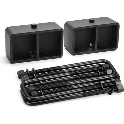 ‼️colors may vary and may have missing pcs ‼️dynofit 3 Inch Rear Lift Blocks for Silverado 1500 Sierra 1500 2WD 4WD(2007-2024), Leveling Block Kit Compatible with Chevy GMC Pickup, Square Leaf Spring Axle Ubolt Kit