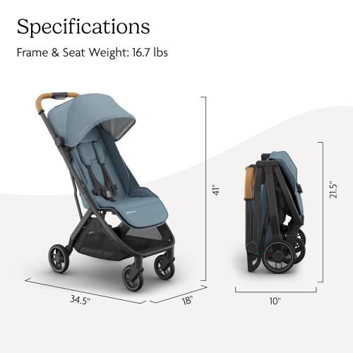 Color dark blue UPPAbaby Minu V3 Travel Stroller | Lightweight   Compact Design | One-Hand Fold   Unfold | from Birth   Overhead Compatible | Dillan (Stone Blue/Carbon Frame/Sand Leather)