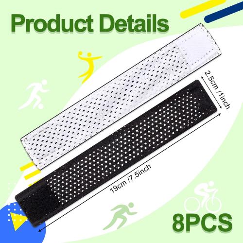 Amylove 8 Count Softball Sleeve Holders Jersey Sleeve Ties with Hook and Loop Fasteners Straps for Shirts Scrunchies for T-Shirts Soccer Baseball Sports Activities(Black, White)