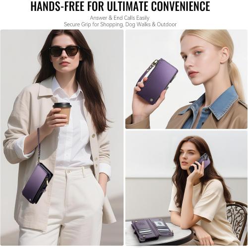 Defencase for iPhone 16 Phone Case Wallet Compatible with Magsafe, Purple