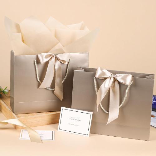 PASEOTA 50 Set Medium Gift Bags with Handles (Champagne, 12.6x9.8x4.3 In)