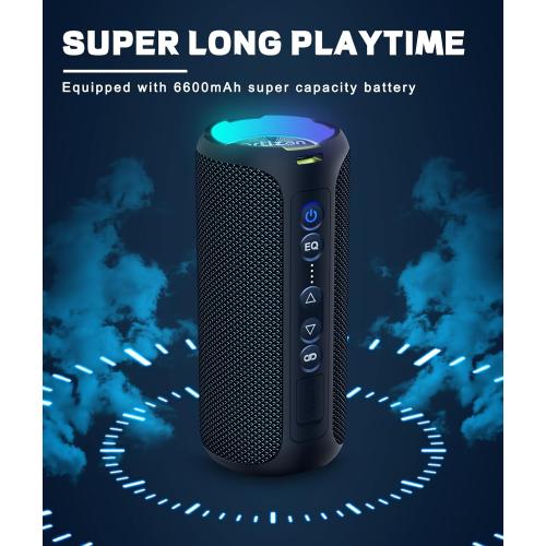 Ortizan Bluetooth Speakers, Portable Wireless Stereo Speaker - IPX7 Waterproof, 30W RMS(40W Peak) Loud Sound, Deep Bass, LED Light, Bluetooth 5.3, for Home/Shower/Outdoor/Beach, Gifts for Adult, Navy