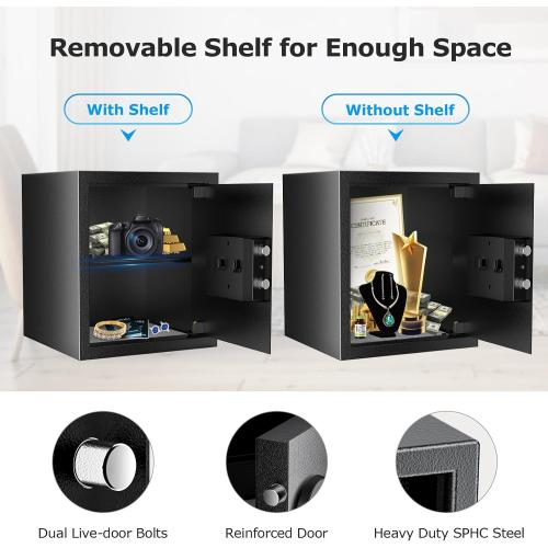 Size 12.99x14.17 Bonsaii Security Safe Box,1.2 Cubic Feet Large Document Safe Box,New Type of Digital Keypad Lock,Removable Shelf for Money,Jewelry and Valuables,12.99 x 14.17 x 12.99 Inches