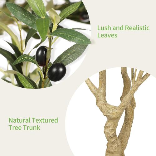Realead Faux Olive Tree 7ft - Large Artificial Olive Tree Indoor with Realistic Leaves and Olives - Full and Grand Design Fake Olive Tree with Sturdy Base for Indoor Home Office Decor