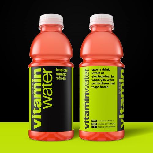 vitaminwater Refresh Tropical Mango Nutrient Enhanced Flavored Water Beverage, 20 fl oz Bottles, 12 Pack