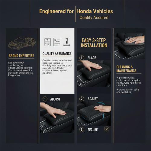 Center Console Cover for 2023 2024 2025 Honda Pilot, 2024 2025 Honda Ridgeline, 2024 2025 2026 Honda Passport Customized Armrest Cover Leather Interior Accessories